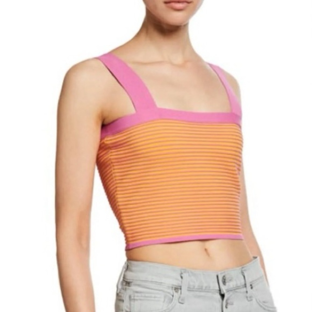 10 Crosby Derek Lamb Striped Orange and Pink Tank NWT Size Large